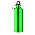 Botella de agua personalizada de aluminio con mosquetón (750 ml) Verde