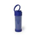 Botella de agua personalizada de plástico con soporte para móvil (390 ml) Azul