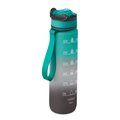 Botella deportiva 1L con pajita boquilla y marcador Negro/Azul