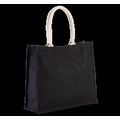 Bolsa de playa yute con asa de algodón Black