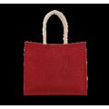 Bolsa de playa yute con asa de algodón Cherry Red / Gold