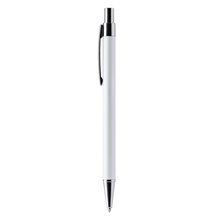 Bolígrafo de aluminio de acabados cromados Blanco Tinta Azul