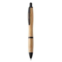 Bolígrafo de bambú con pulsador carga jumbo Negro Tinta Azul