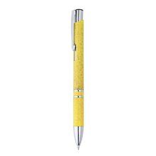 Bolígrafo de fibra de trigo con pulsador Amarillo Tinta Azul