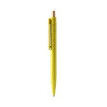 Bolígrafo de fibra de trigo con pulsador de bambú Amarillo Tinta Azul
