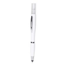 Bolígrafo higienizante con pulverizador recargable Blanco Tinta Azul