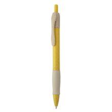 Bolígrafo pulsador de fibra de trigo Amarillo Tinta Azul
