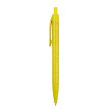 Bolígrafo con pulsador realizado fibra de trigo Amarillo Tinta Azul