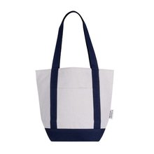 Bolsa de algodón reciclado con bolsillo frontal Azul Marino