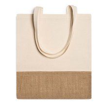 Bolsa de algodón y yute con asas largas Crudo