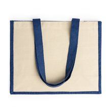 Bolsa bicolor de yute laminado y algodón con asas largas Royal