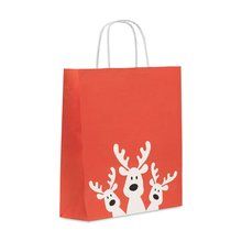Bolsa de papel mediana navideña Rojo