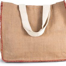Bolsa de yute con bolsillo interior Natural / Arandano Red