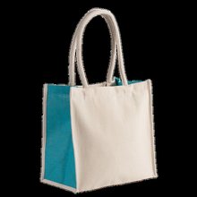 Bolso de algodón y yute Natural / Turquoise