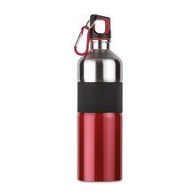 Botella de agua en acero inox. con empuñadura y mosquetón (750ml) Rojo