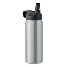 Botella Aislante Inox 500ml con Pajita Plata Mate