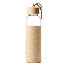 Botella de cristal con funda de yute Crudo