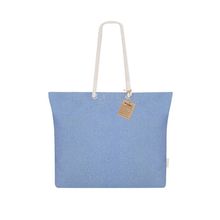 Bolsa algodón reciclado 220g con asas trenzadas Azul