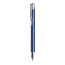 Bolígrafo pulsador de aluminio reciclado brillante Azul