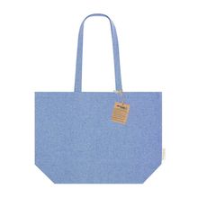 Bolsa algodón reciclado fuelle asas largas Azul