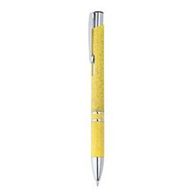 Bolígrafo de fibra de trigo con pulsador Amarillo Tinta Azul