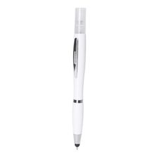 Bolígrafo higienizante con pulverizador recargable Blanco Tinta Azul