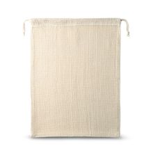 Bolsa Malla Algodón Cierre Cordón Natural Claro