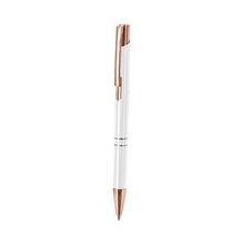 Bolígrafo aluminio reciclado con pulsador y clip rose gold Bla