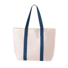 Bolsa Playa Algodón 2 Bolsillos, Botón y Fuelles 10Kg Mar