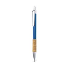 Bolígrafo de corcho y aluminio Azul