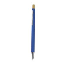 Bolígrafo en ABS y pulsador de bambú Azul