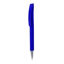 Bolígrafo acabado goma y clip para láser efecto espejo Azul