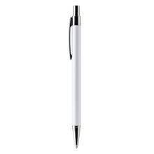 Bolígrafo de aluminio de acabados cromados Blanco Tinta Azul