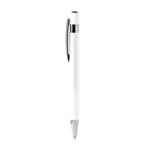 Bolígrafo de aluminio de agarre rayado Blanco Tinta Azul