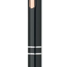 Bolígrafo aluminio con pulsador oro rosa Negro