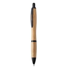 Bolígrafo de bambú con pulsador carga jumbo Negro Tinta Azul