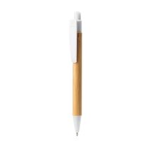 Bolígrafo de bambú sostenible Blanco Tinta Azul
