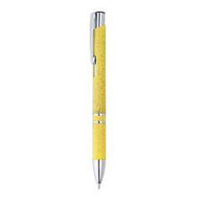 Bolígrafo de fibra de trigo con pulsador Amarillo Tinta Azul