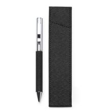 Bolígrafo giratorio de metal y RPET en funda Negro Tinta Azul
