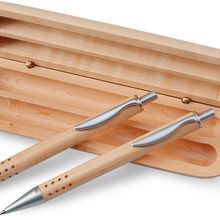 Bolígrafo y portaminas de madera con estuche a juego Madera