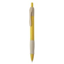 Bolígrafo pulsador de fibra de trigo Amarillo Tinta Azul