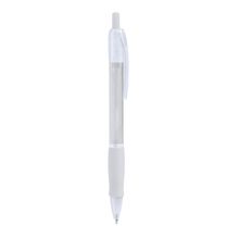 Bolígrafo con pulsador translúcido Blanco Tinta Azul