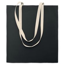 Bolsa de algodón con asas a contraste 140 gr/m² Negro