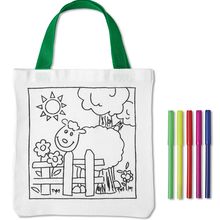 Bolsa de algodón para colorear con 5 bolígrafos Blanco