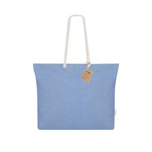 Bolsa algodón reciclado 220g con asas trenzadas Azul