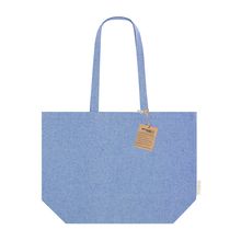 Bolsa algodón reciclado fuelle asas largas Azul
