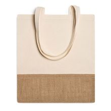 Bolsa de algodón y yute con asas largas Crudo