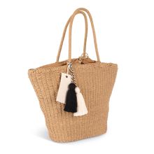 Bolsa Poliéster con Asas Trenzadas, Bolsillo y Pompón Vegetal Paper
