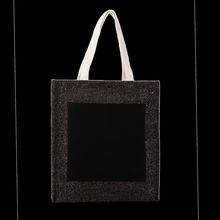 Bolsa shopper de yute con asas de algodón Black / Silver