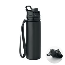 Botella plegable silicona con tapa y asa Negro